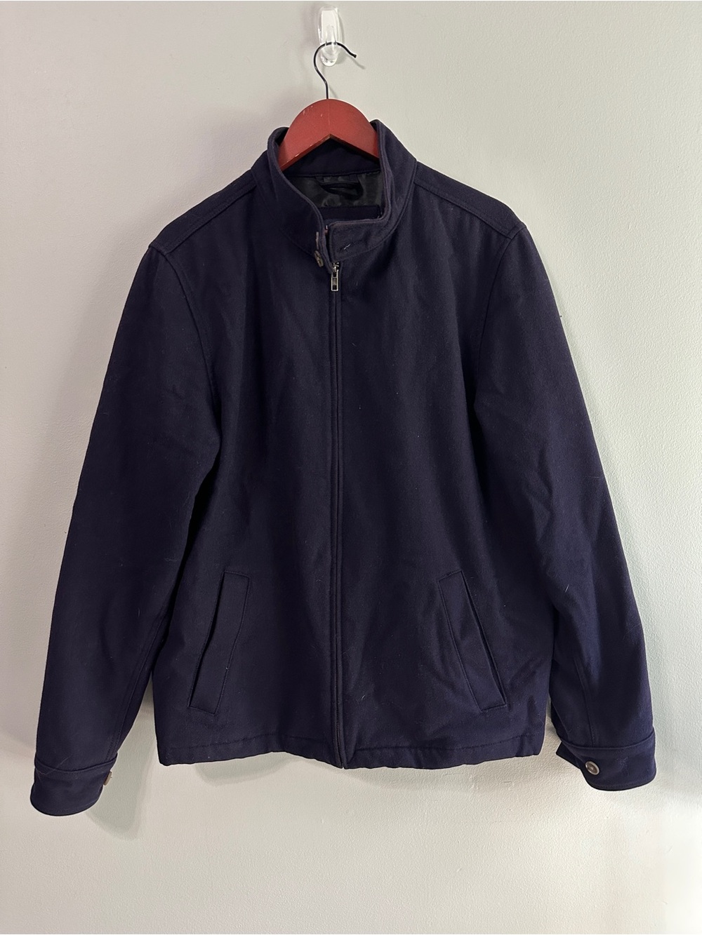 Lands End Mens Medium Tall Purple Pea Coat Wool Blend Warm Winter